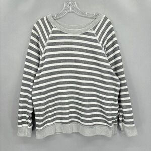 NSF Sweatshirt Womens Medium Gray White Stripe Terry Raglan Pullover USA Made